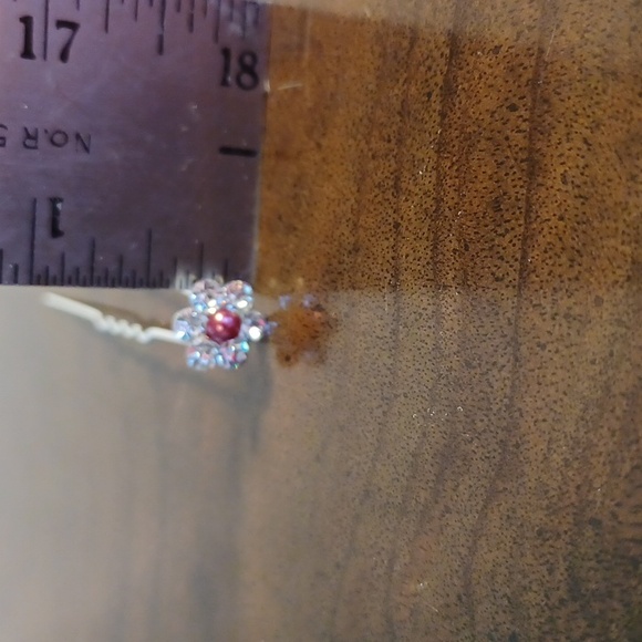 NEW! 20 Hair Pins Flower Design Dainty Burgundy Rhinestone wedding Headwear5765 - Picture 6 of 6